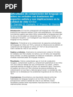 Dificultades de Comprensión Del Lenguaje en Niños No Verbales Con Trastornos Del Espectro Autista y Sus Implicaciones en La Calidad de Vida Familiar