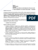 Edital Do Processo Seletivo para Alunos Regulares Do PPGCI 1 - 2021