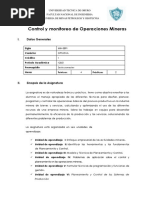 Plan de Trabajo Control y Monitoreo de Operaciones Mineras