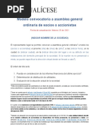 1 Modelo de Convocatoria A Asamblea General Ordinaria de Socios o Accionistas