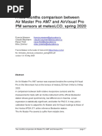 A Two Months Comparison Between Air Master Pro Am7 and Airvisual Pro PM Sensors at Meteolcd, Spring 2020