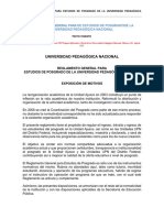 Reglamento General para Estudios de Posgrado de La Universidad Pedagogica Nacional