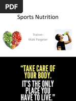 Sports Nutrition: Trainer: Matt Pargeter