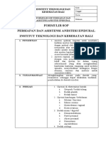 SOP Asistensi Anestesi Epidural Dan Regional