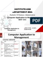 Institute-Usb Department-Bba: Computer Application To Management BAT-161