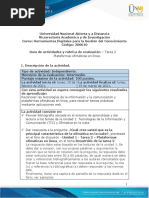 Guía de Actividades y Rúbrica de Evaluación - Unidad 1 - Tarea 2 - Plataforma de Ofimáticas en Línea