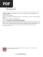 Suddaby, R. 2010 Construct Clarity in Theories of Management and Organization Academy of Management Review Vol. 35, No. 3, 346-357.