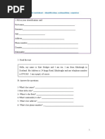 English Worksheet - Personal Identification Nationalities and Countries