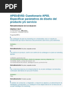 AP03-EV02 - Cuestionario AP03. Especificar Parámetros de Diseño Del Producto o Servicio