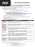 Cse Citation Style Quickguide: Name-Year' System. This Consists of The Surnames of The Author