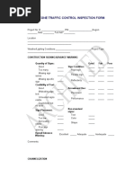 Work Zone Traffic Control Inspection Form