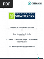 4.2 Ensayo. La Institución Escolar y Los Problemas Sociales Actuales - García - César