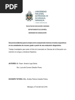 Trabajo Investigativo para Optar Al Título de Licenciado en Ciencias de La Educación Con Mención en Lengua y Literatura Hispánica