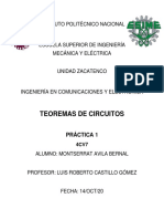 Practica 1 - Teoremas de Circuitos Electricos - Esime Zacatenco