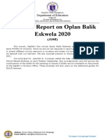 Tolentino Narrative Report Oplan Balik Eskwela 2020 2021