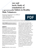 Bioequivalence and Pharmacokinetic Study of Two Oral Formulations of Ciprofloxacin Tablets in Healthy Male Volunteers