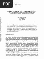 Insights To Research On The Entrepreneurial Process From A Study On Perceptions of Entrepreneurship and Entrepreneurs