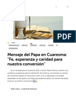 Mensaje Del Papa en Cuaresma - Fe, Esperanza y Caridad para Nuestra Conversión - Vatican News