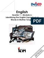 English: Quarter 1 - Module 6: Identifying The English Equivalent of Words in Mother Tongue