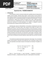 Experiment No.: THERMOCHEMISTRY: Department of Chemical Engineering