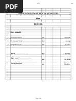 FOR Hostel: Total Summary of Bill of Quantities