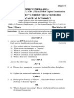 (Sept-17) (MMH-707/MPIBA-1003A) MBA, MBA (CMU), MBA (HR) & IMBA Degree Examination I Trimester / Vii Trimester / X Trimester Managerial Economics