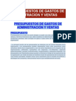 Presupuestos de Gastos de Administracion y Ventas