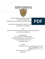 Aporte de Las Afp en Relacion Al Proyecto de Seguridad Social de La Republica Dominicana