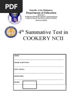 4 Summative Test in Cookery Ncii: Department of Education