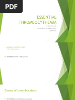 Essential Thrombocythemia: By: DR K.S.K Jusu Department of Haematology Comahs-Usl