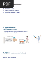 Newton's Laws 2. Some Particular Forces 3. Applying Newton's Laws