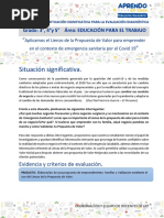 ESQUEMA DE SITUACIÓN SIGNIFICATIVA PARA LA EVALUACION DIAGNÓSTICA VII Ciclo - EPT ED