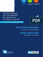 PHASE PRÉ-ANALYTIQUE PHASE ANALYTIQUE. Recommandations Pour L Accréditation Des Laboratoires de Biologie Médicale