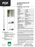 Tunable Wideband HF Monopole: 1 - 30 MHZ Product Code: Mono-A0092