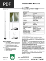 Wideband HF Monopole: 1 - 30 MHZ Product Code: Mono-A0025