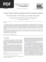 A Kinetic Study of Copper Cementation With Zinc in Aqueous Solutions