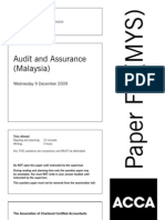 Audit and Assurance (Malaysia) : Wednesday 9 December 2009