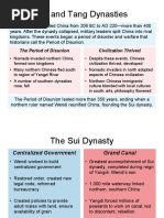 Sui and Tang Dynasties: The Period of Disunion Civilization Thrived