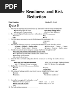 QUIZ 5 Disaster Readiness and Risk Reduction