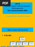 Communication Skills For Business &management: Prepared by Miss. Sheikha AL-Dosarry