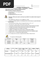 General Mathematics Activity Sheet - Quarter 2 - Week 1 Title of The Activity: Compound Simple Interest Most Essential Learning Competency