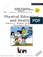 Physical Education and Health 2: Quarter 3 - Module 3d:weeks 7-8 Choosing A Sport