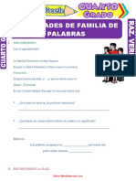 Actividades de Familia de Palabras para Cuarto Grado de Primaria