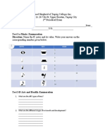 Test I-A Music: Enumeration Direction: Name The Ff. Notes and Its Value. Write Your Answer On The