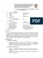 SÍLABO DEL TALLER DE ACTIVIDAD ARTÍSTICA I (Música, Canto y Declamación) - INICIAL