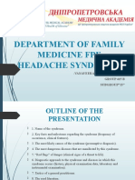 Department of Family Medicine Fpe Headache Syndrome: - Vanaveera Pandian Swetha