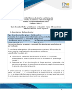 Guía de Actividades y Rúbrica de Evaluación - Unidad 2 - Tarea 2 - Ecuaciones Diferenciales de Orden Superior