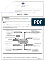 Name of Learner: - Date: - Grade & Section: - Learning Activity Sheet in Reading and Writing Quarter 3, Week 1