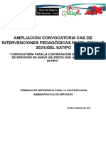 Ampliación Convocatoria Cas de Intervenciones Pedagógicas N 008 Psicólogo (A)