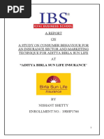 A Report ON A Study On Consumer Behaviour For An Insurance Sector and Marketing Technique For Aditya Birla Sun Life AT